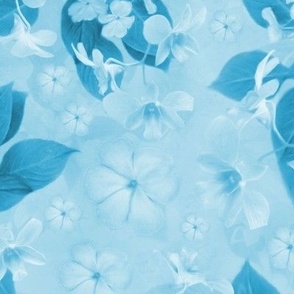 Light Pastel Blue and White Orchid Lily Flowers, Modern Botanical Garden Floral Decor, Elegant Sky Blue Floral, Vibrant Mid Blue Home Decor, LARGE SCALE