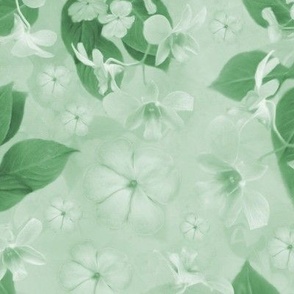 Gardeners Delight Green Botanical Floral, Contemporary Spring Celadon Green Color Palette, Wild Orchid Butterfly Plants in One Color Monotone Green, MEDIUM SCALE