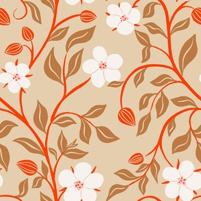 [JUMBO] Scarlet Pimpernel Spring English Florals and Buds - Cheerful Spring Red #P240066
