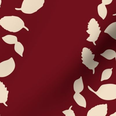 Tossed Floating Herbs & Spices wavy Stripe Coordinate, cCream on Maroon background, Rotated, medium scale