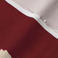 Tossed Floating Herbs & Spices wavy Stripe Coordinate, cCream on Maroon background, Rotated, medium scale