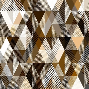 Brown, white, beige rhombic textured pattern. Brown ribbed texture. 