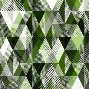 Green, white, grey rhombic textured pattern. The green texture is ribbed. 