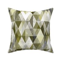 Olive, white, grey rhombic textured pattern. Light olive ribbed texture. 