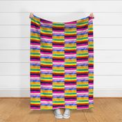 Colorful Watercolor Offset Stripes (Large Scale)