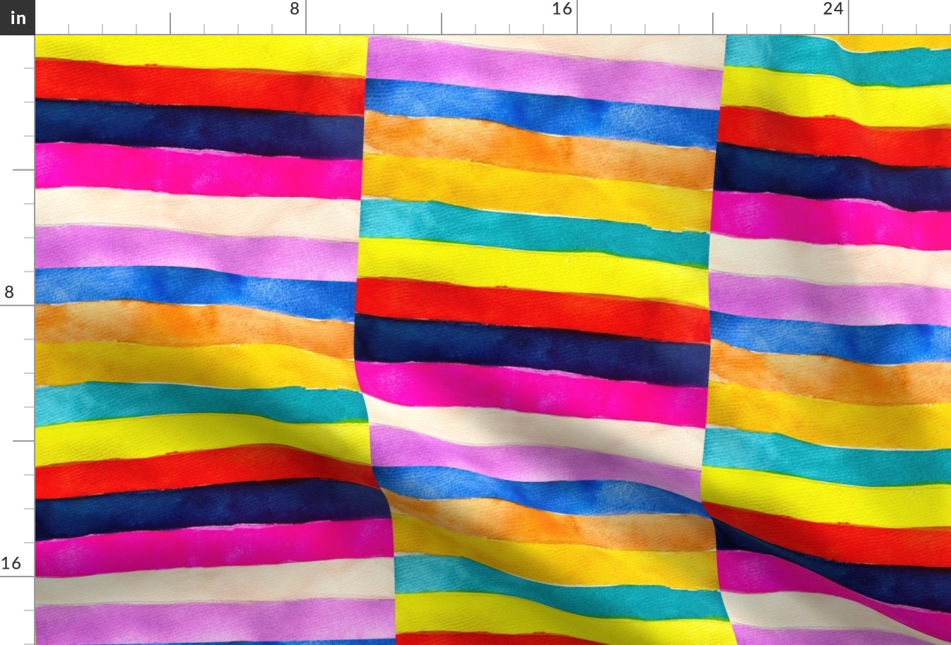 Colorful Watercolor Offset Stripes (Large Scale)