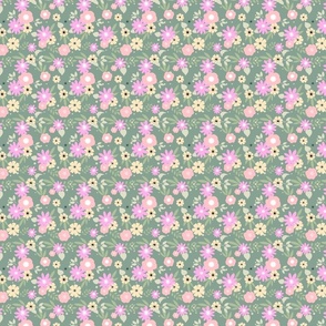 Pastel flowers on a soft green background