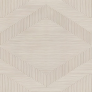Large diamond made of white lines on textured neutral beige background