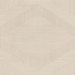 Large diamond made of white lines on textured neutral latte background
