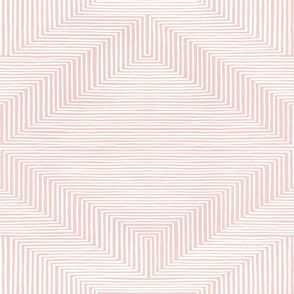 Large diamond made of white lines on textured light rose pink background