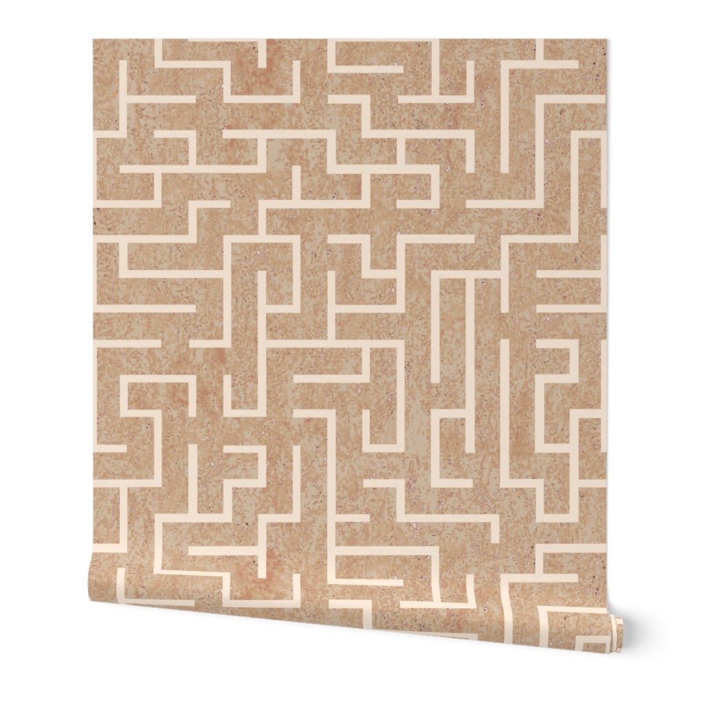 Maze warm minimalism peachy brown wallpaper