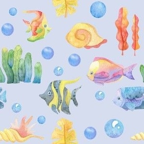 Watercolor tropic fish