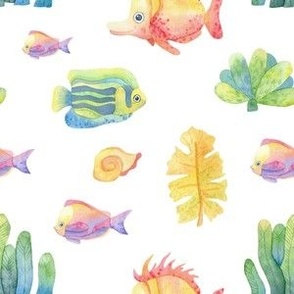 Watercolor tropic fish