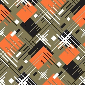 retro pattern in sixties style mustard color abstract geometric