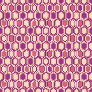 Retro Hexagons (6") - cream, pink, purple (ST2023RH)