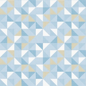 (M) pale coastal blue / white / beige - geometric