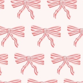 Medium: Red Striped Pretty Bows on cream 