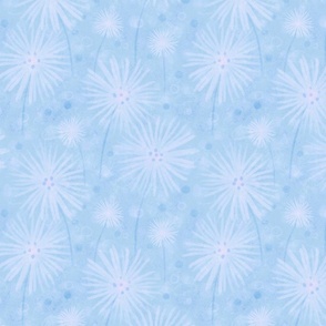 Dandelion Fluff | Textured Baby Blue | Abstract Whimsical Flowers & Bokeh