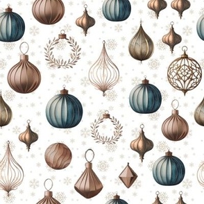 Copper Christmas ornament fabric for elegant holiday decor copper and blue