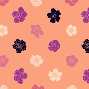 Retro Floral Polka Dots (14") - peach, purple, cream (ST2023RFPD)