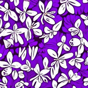 White flowers and purple background