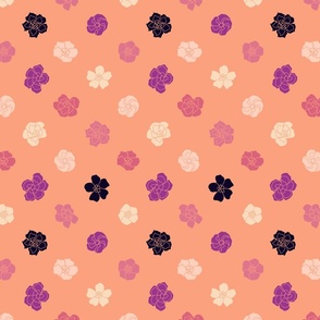Retro Floral Polka Dots (7") - peach, purple, cream (ST2023RFPD)