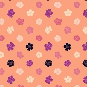 Retro Floral Polka Dots (3.5") - peach, purple, cream (ST2023RFPD) 