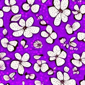 cute white flowers purple background