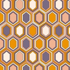 Retro Hexagons (6") - cream, orange, purple, peach (ST2023RH) 