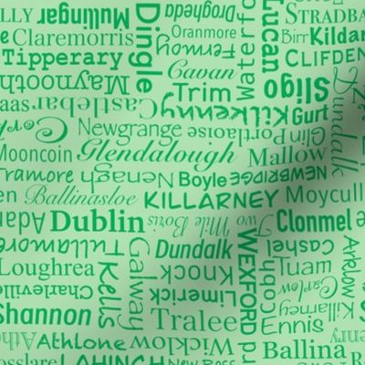 Irish cities and towns green on green