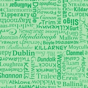 Irish cities and towns green on green