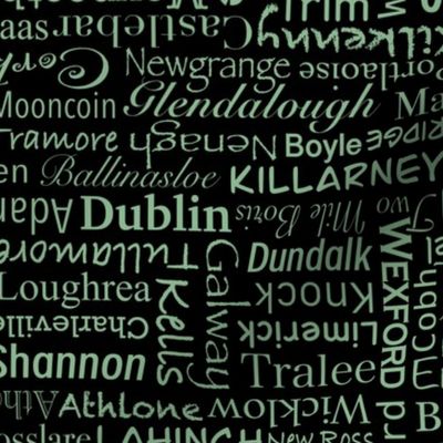 Irish cities and towns green and black