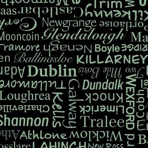 Irish cities and towns green and black