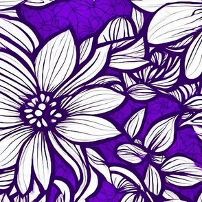 XL scale white flowers purple background