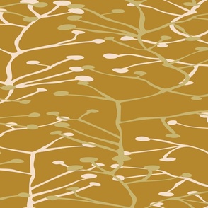 Warm Minimalism calming water reflections curved lines: earthy mustard
