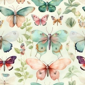 Colorful butterfly and moth botanical butterfly watercolor pastel butterflies  