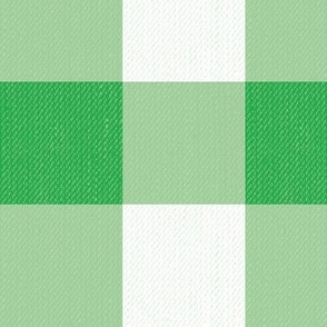 Twill Textured Gingham Check Plaid (3" squares) - La Palma Green and White  (TBS197)