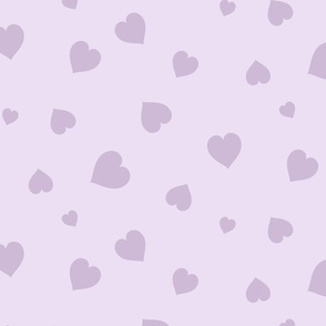 Sweet Lilac Purple Monochrome Scattered Love Hearts Large Scale