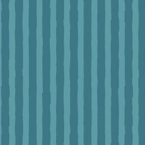 (Small)  Vertical irregular hand drawn stripes  - Cadet and Teal Blue Turquoise 