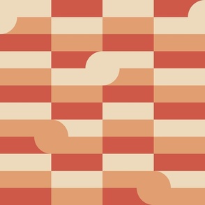 Abstract minimalism rectangles and circles in warm muted beige orange red