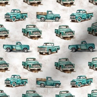 Smaller Old Blue Vintage Classic Pickup Trucks