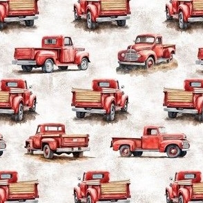 Smaller Old Red Vintage Classic Pickup Trucks