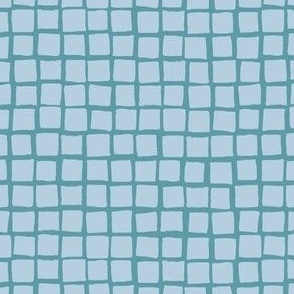 (Small) Irregular hand drawn square grid tiles - light steel with cadet blue