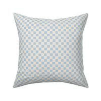 (Small) Checked irregular hand drawn checkerboard - light steel blue with eggshell off-white