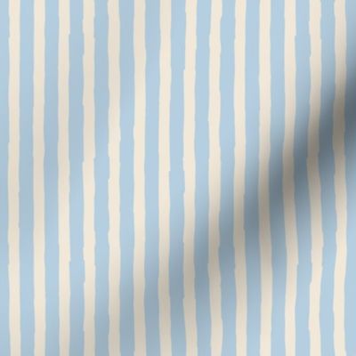 (Small)  Vertical irregular hand drawn stripes - light steel blue with eggshell off-white