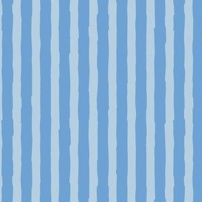 (Small)  Vertical irregular hand drawn stripes - iceberg sky and light steel blue