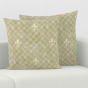  Medieval Fleur De Lis Antique Checkerboard | Olive Green | Rustic French Tuscan Rococo