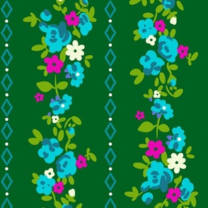 Adele Floral in Green and Sky Blue (large)