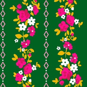 Adele Floral in Green and Hot Pink (large)