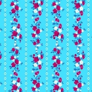Adele Floral in Light Blue and Berry Red (mini print)